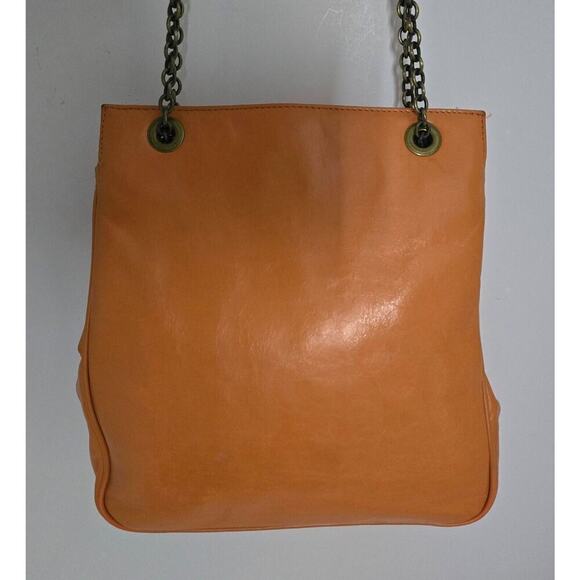 Hobo International Leather Crossbody Shoulder Bag BALL CLASP Orange Chain Strap - Picture 4 of 14